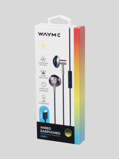 WAYME Słuchawki douszne przewodowe USB-C 110 cm z mikrofonem i kontrolerem