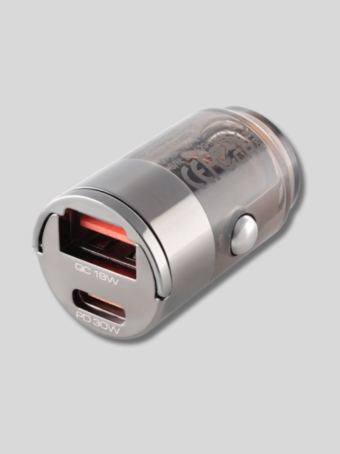 WAYME nano ładowarka 12-24V USB-C PD 30W + USB 18W z pierścieniem – kompaktowa samochodowa